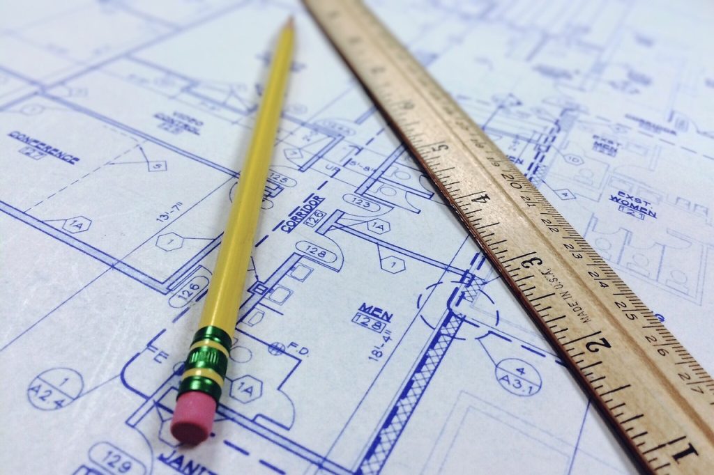 ruler and blueprint